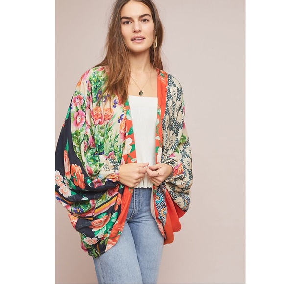 Anthropologie Dylan Floral Cocoon Kimono One Size - Picture 3 of 11